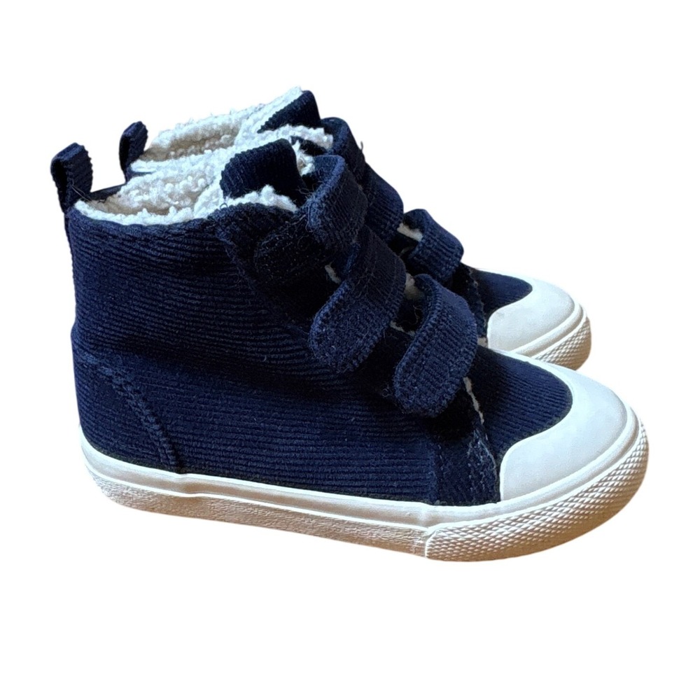 Cat & Jack High Top Sneakers Kids Navy Good Corduroy Sherpa Lined SIZE 6